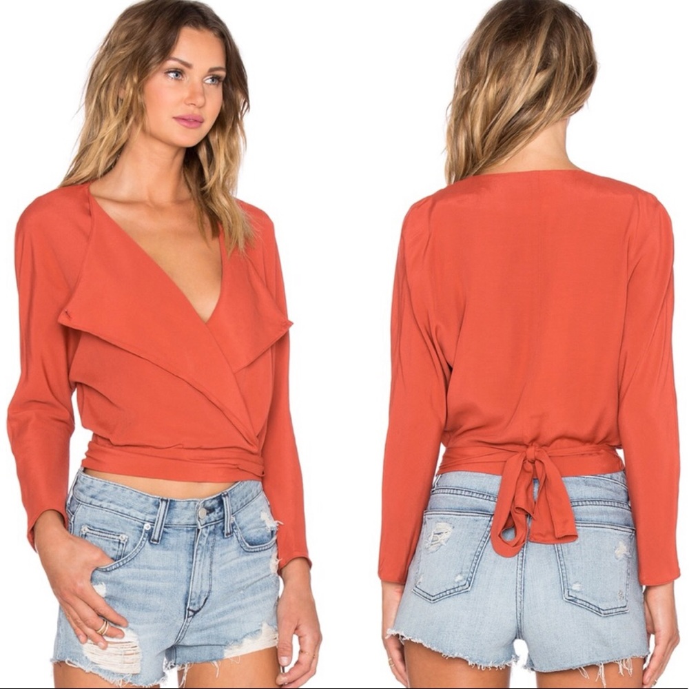 Lovers + Friends Burnt Orange Wrap Top